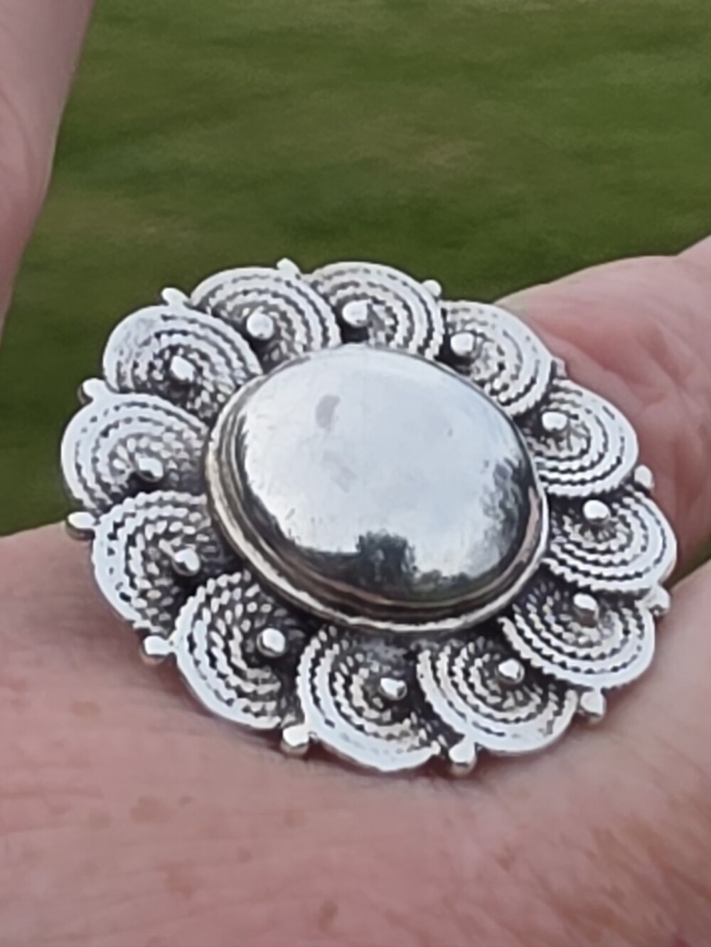 Solid Sterling Silver Modern Floral Design Ring (Adjustable)
